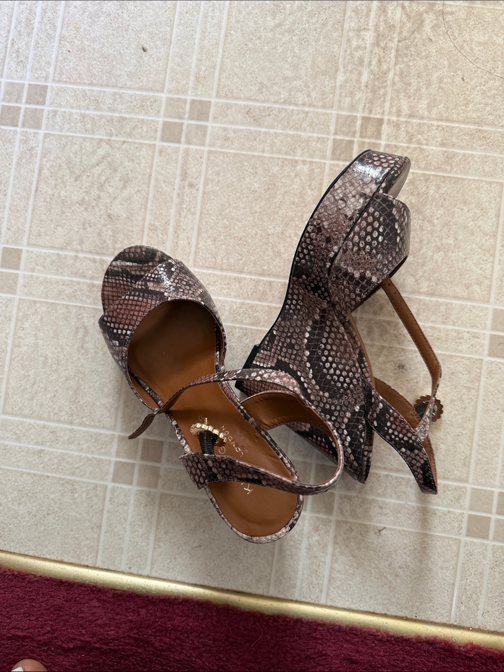 Kurt Geiger Women's Archer Snake Wedge Platform Sandal